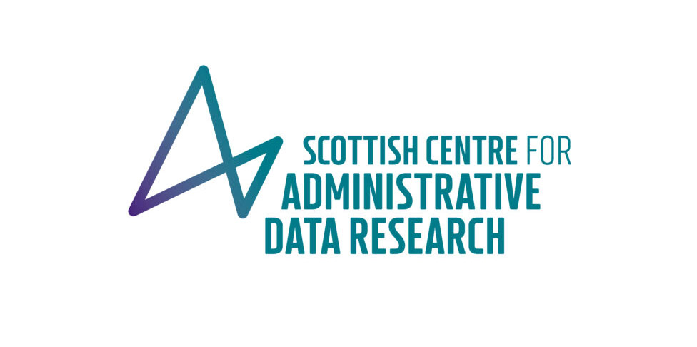 Logo of the Scottish Centre for Administrative Data Research, featuring a stylised angular design on the left and the organisation’s name in bold teal text on the right.